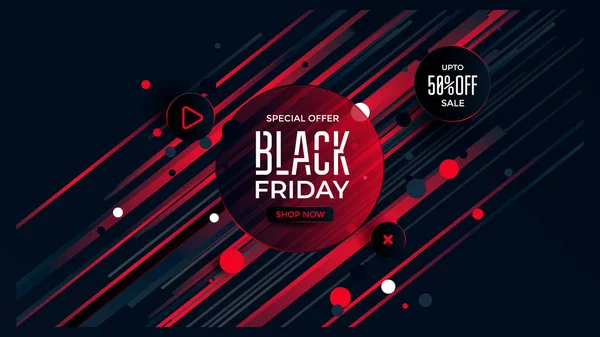 Black Friday Sonderangebot schwarze und rote Farbe — Stockvektor