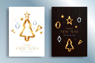 Noel ağacıyla yeni yıl tebrik kartı.