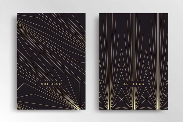 Art Deco poster design template. Retro line cover — Stock Vector