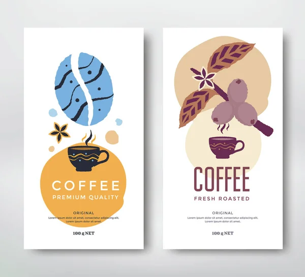 Kaffe Förpackning design. Omslag för menycafé. — Stock vektor