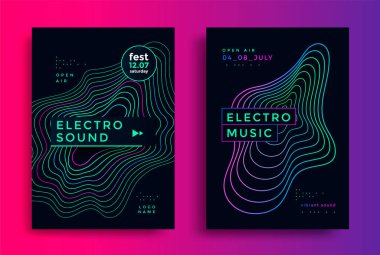 Elektro yaz dalgası müzik posteri. Kulüp parti ilanı.