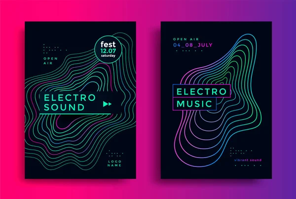 Affiche de musique Electro Summer wave. Flyer de fête Club — Image vectorielle