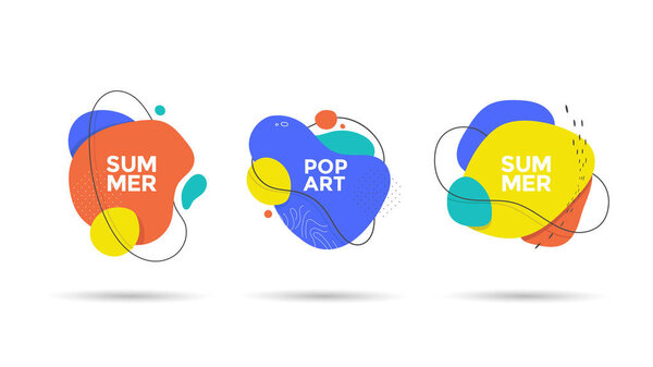 Set of abstract different shapes. Minimal banner