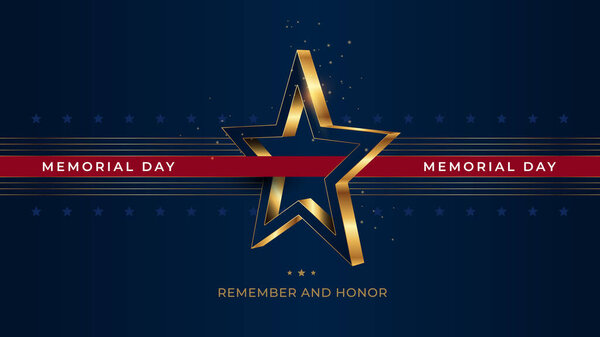 Memorial Day greeting card with 3D gold star.