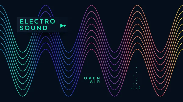 Diseño de póster de onda musical. Sonido electrónico — Vector de stock