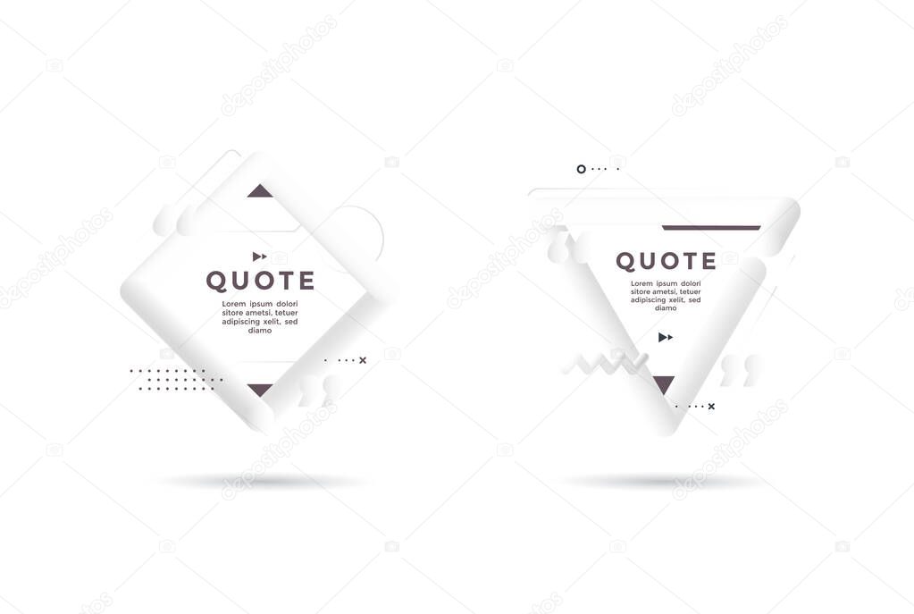 Quote 3d white frame. Modern neumorphism graphics.