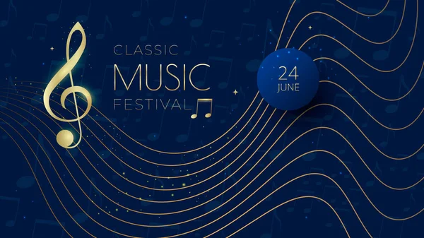 Музыкальный фестиваль фон с нотами, скрипичным ключом — стоковый вектор