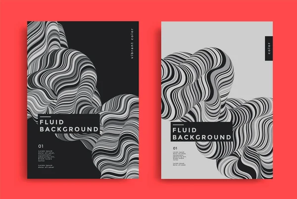 Diseño de cubierta gris con composición de forma de fluidos — Vector de stock