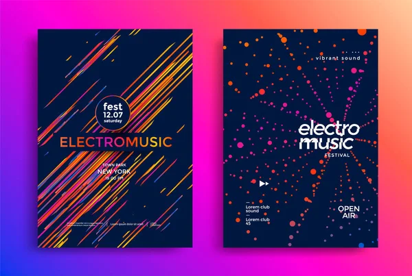 Electro muziek festival poster met abstracte lijnen. — Stockvector