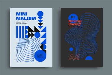 Bauhaus modern posters with geometric shapes clipart