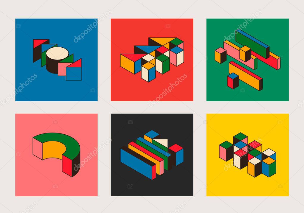 Modern bauhaus 3d design geometric posters