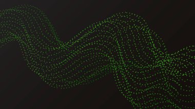 Siyah arkaplandaki yeşil noktalardan dalga.