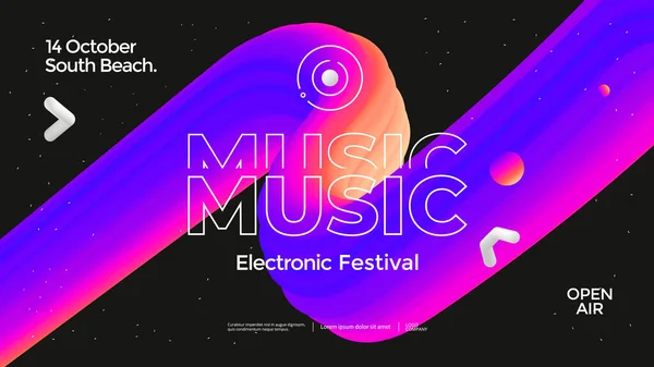 음악 웨이브 포스터 디자인. 전자 음향 — 스톡 벡터