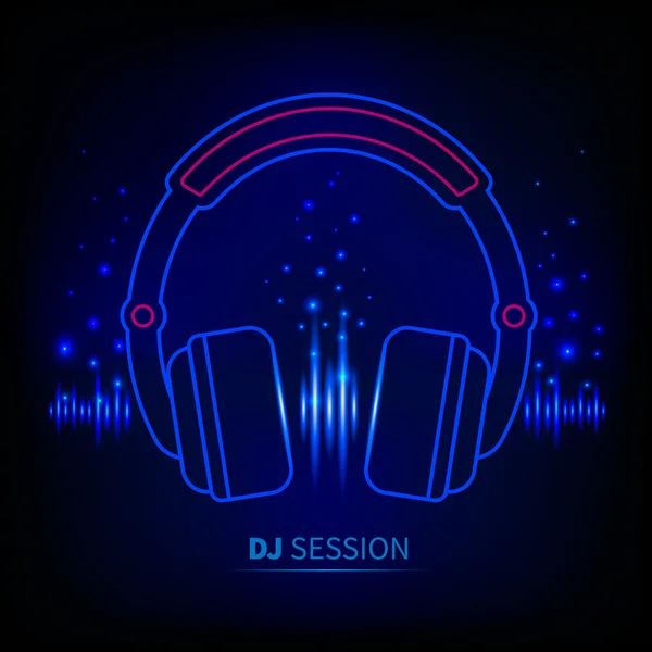 Light neon Headphones — Stock Vector