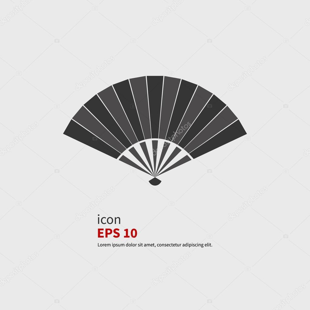 Japanese folding fan vector icon. Black silhouette.