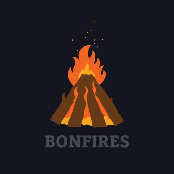 Bonfire at night time — Stock Vector