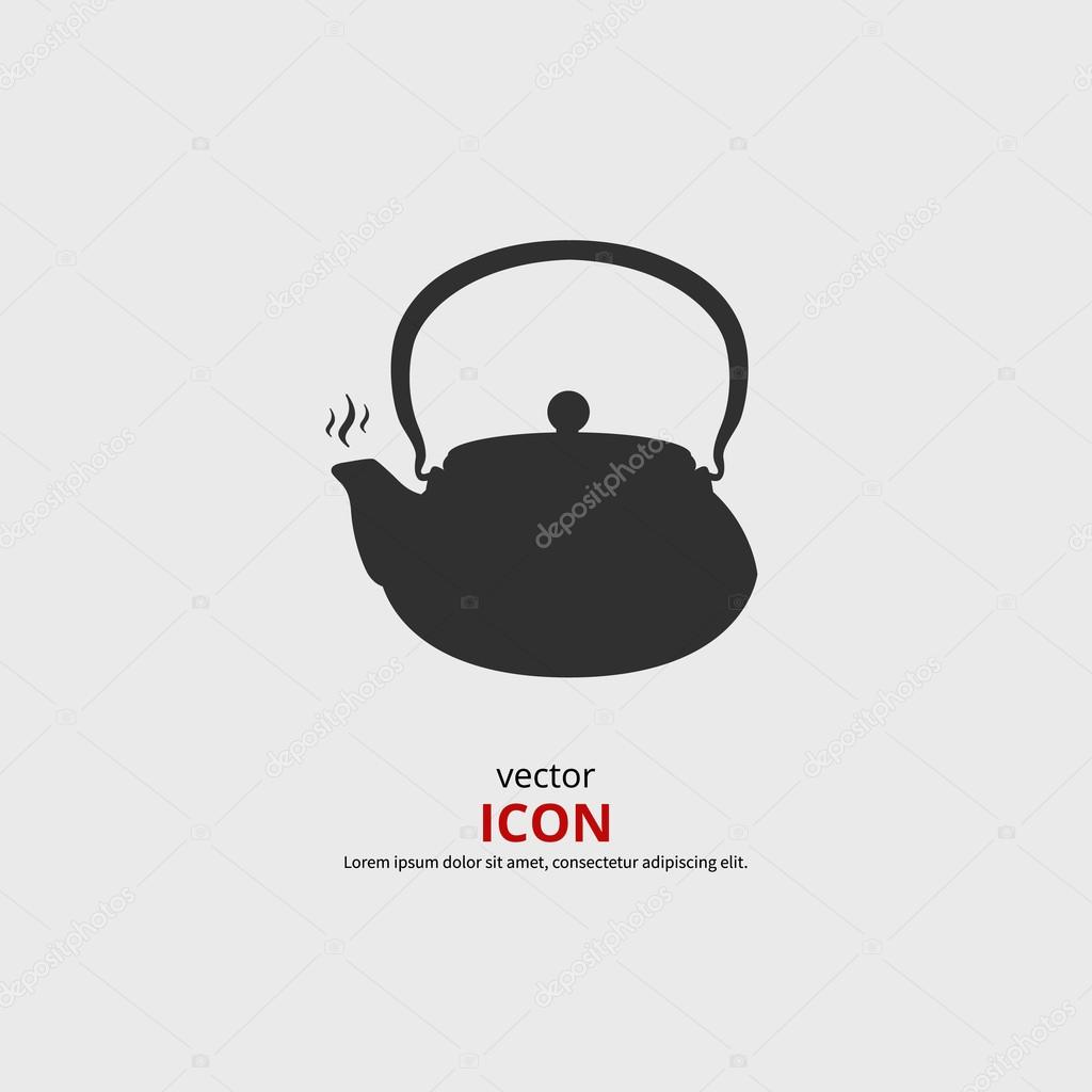 Teapot icon vector illustration. Black silhouette kettle