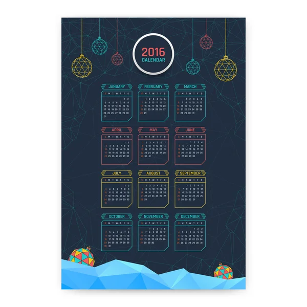 Kalender 2016 — Stockvektor