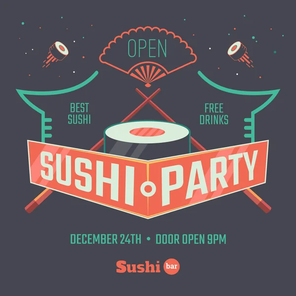 Sushi-Patry-Plakat — Stockvektor