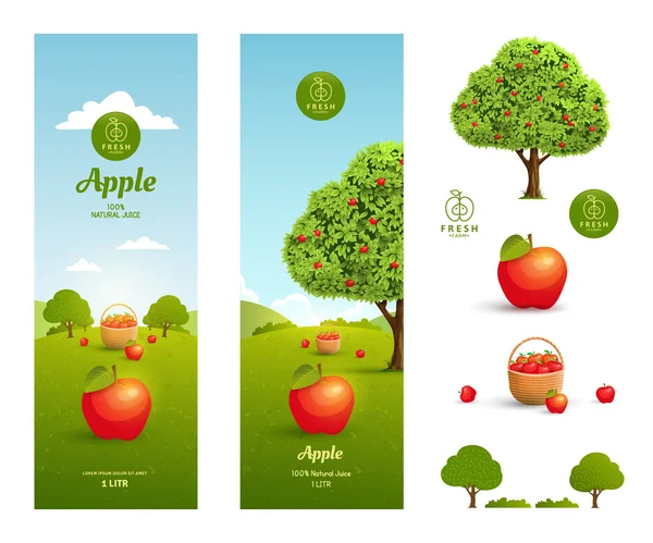 Apple juice packaging — Stock Vector