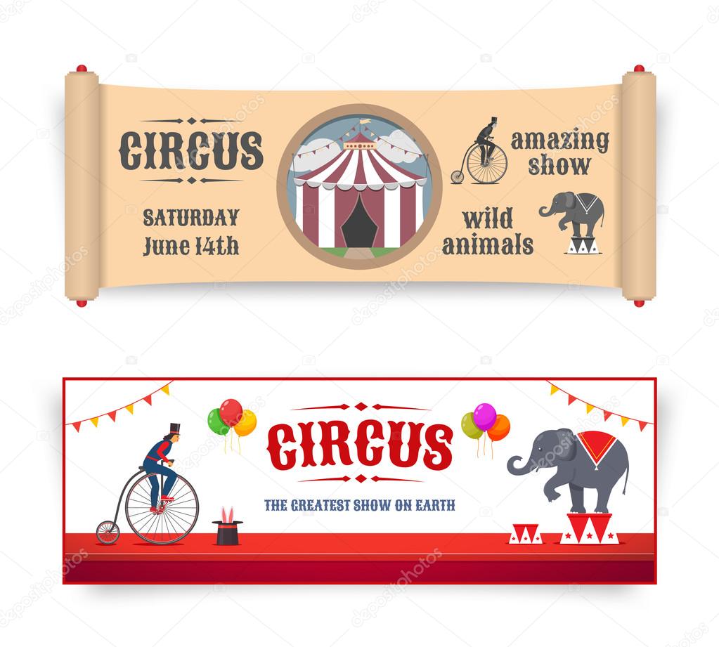 Circus banners illustrations