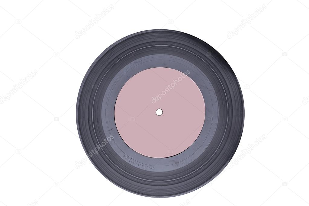 Black vinyl record isolated on white background