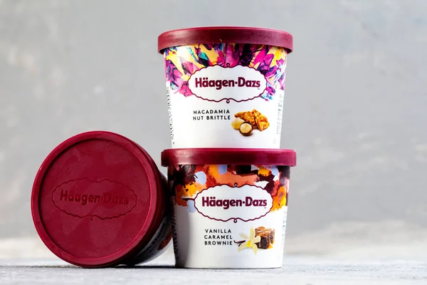 Kiev Ukraine January 2021 Haagen Dazs Ice Cream Different Flavors Royalty Free Εικόνες Αρχείου