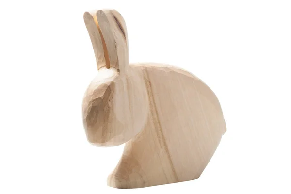 Petit Lapin Pâques Bois Isolé Sur Fond Blanc — Photo