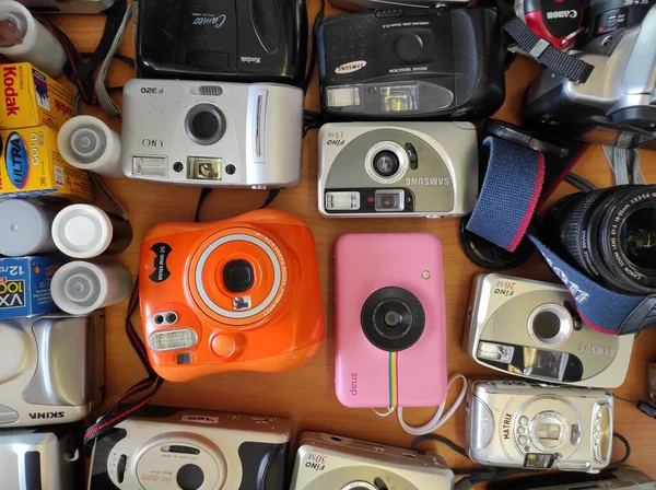 Kiev Ukraine May 2021 Old Pocket Film Cameras Sold Other — Stock Photo, Image