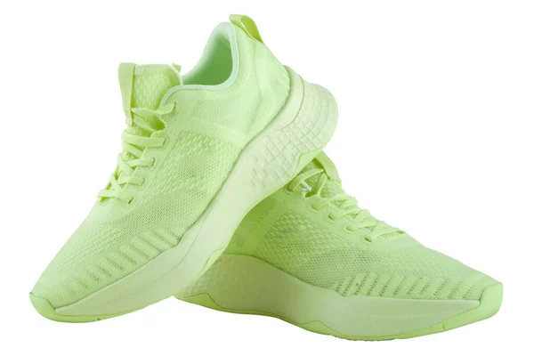 Sneakers Verde Chiaro Isolate Fondo Bianco Sneakers Tessuto Sfondo Bianco — Foto Stock