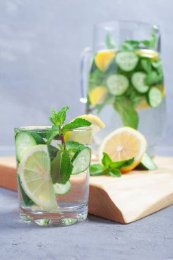 Limonlu su, salatalık, nane. Saasi suyu. zayıflatma