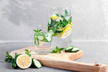Limonlu su, salatalık, nane. Saasi suyu. zayıflatma