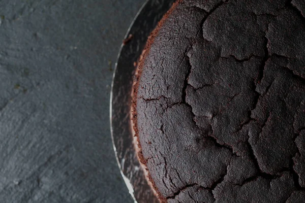 Chocolate Cake Layers Black Graphite Background — Foto de Stock