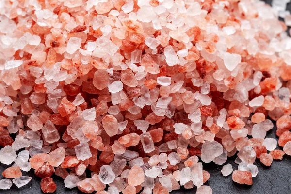 Pink Himalayan salt close-up. Pink salt slide.