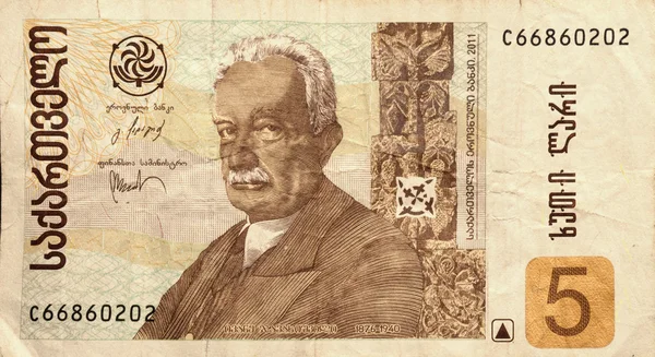 Billete de lari georgiano 5 — Foto de Stock