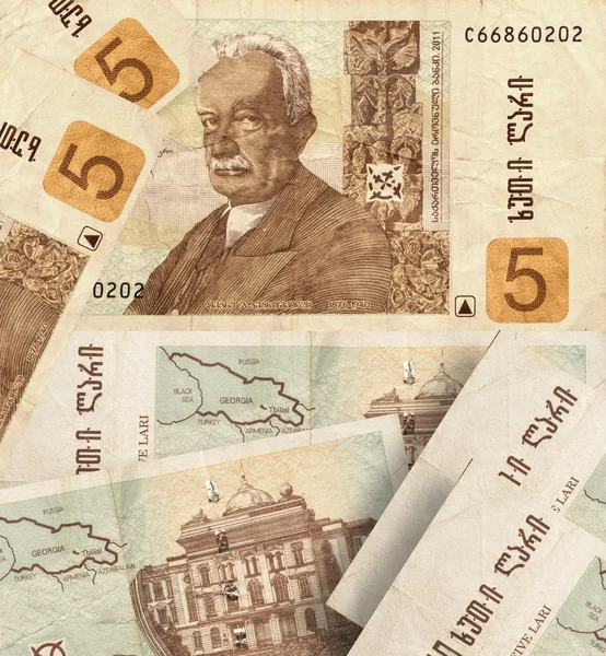 Billete de lari georgiano 5 — Foto de Stock