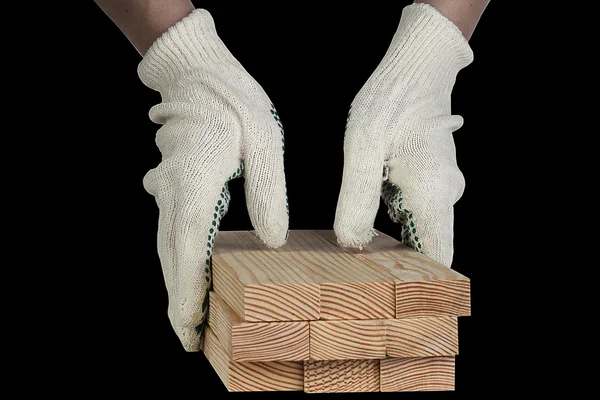 Conjunto de barras de madera de pino fresco sobre fondo blanco —  Fotos de Stock