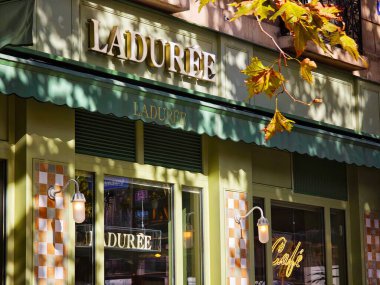 PARIS, FRANCE - October 8, 2025: Ladure is a French pastry shop and one of the world's most famous macaron makers. Founded in 1862.