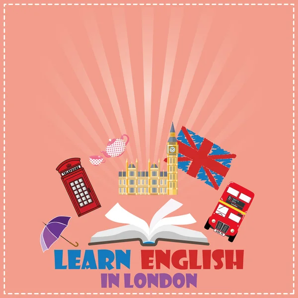 Seyahat veya İngilizce eğitim kavramı — Stok Vektör