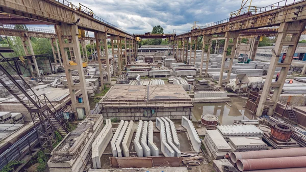 KIEV, UKRAINE - MAY 20, 2016: Old factory for concrete production.