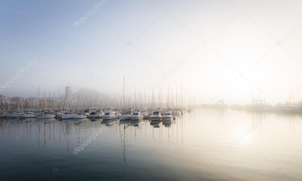 Beautiful sea port with yachts and boats