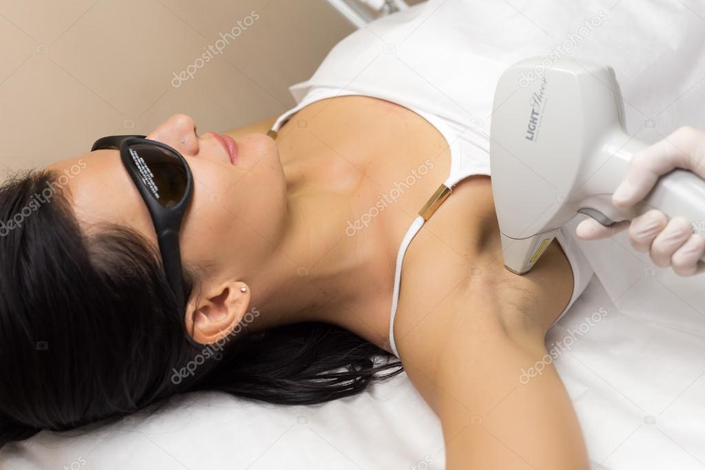 Laser hair removal in professional beauty studio