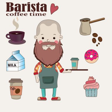 Barista kahve bir tepsi ile