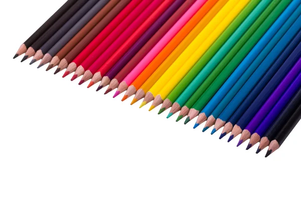 Χρωματικά μολύβια που απομονώνονται σε λευκό φόντο — Φωτογραφία Αρχείου