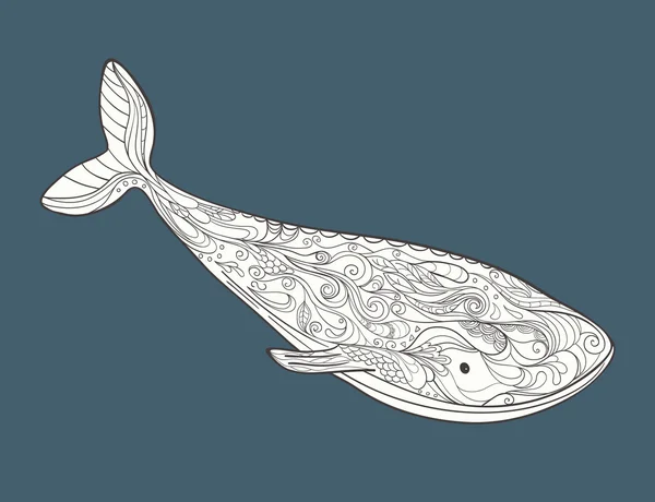 パターンで手描きクジラ — ストックベクタ