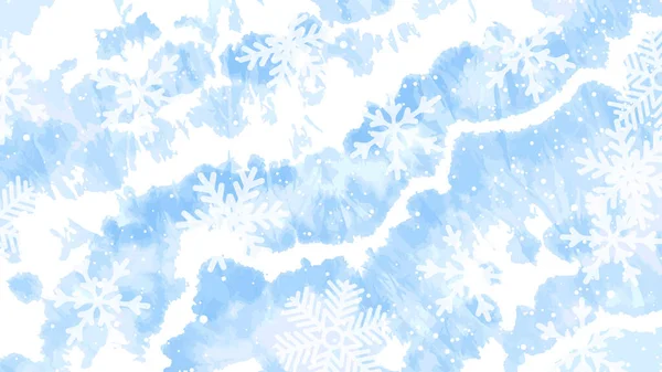 Fondo azul invierno con copos de nieve. Ilustración vectorial. Feliz Navidad y Feliz Año Nuevo diseño de la tarjeta de felicitación con nieve blanca sobre fondo azul. — Archivo Imágenes Vectoriales