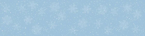 Fondo azul invierno con copos de nieve. Ilustración vectorial. Feliz Navidad y Feliz Año Nuevo diseño de la tarjeta de felicitación con nieve blanca sobre fondo azul. — Archivo Imágenes Vectoriales