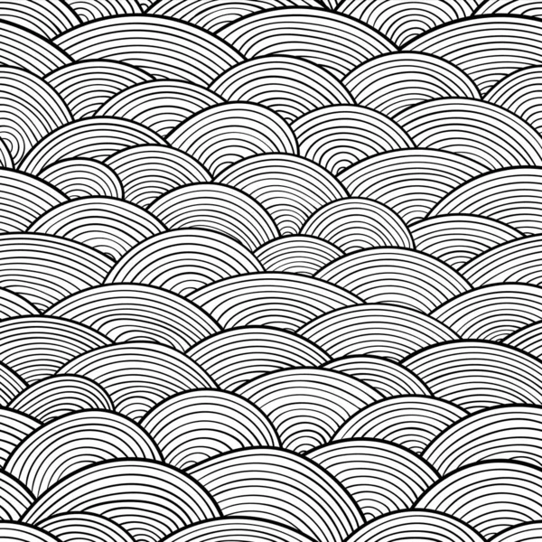 Vektor sömlös abstrakt handritade mönster, vågor bakgrund — Stock vektor