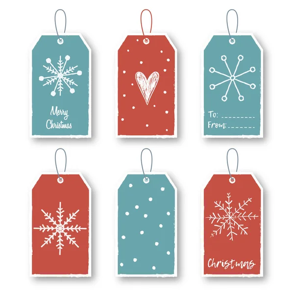 Conjunto de etiquetas de Navidad vector con copo de nieve — Archivo Imágenes Vectoriales