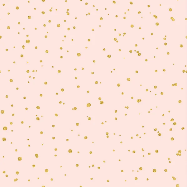 Sketchy hand-drawn points vector seamless pattern, made of gold glitter. Dots texture background. — Stock Vector